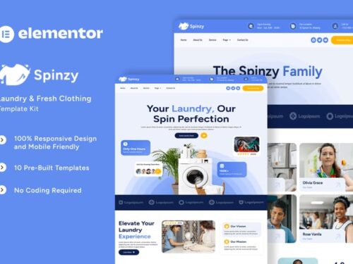 洗衣 新鲜衣物 Elementor模板套件