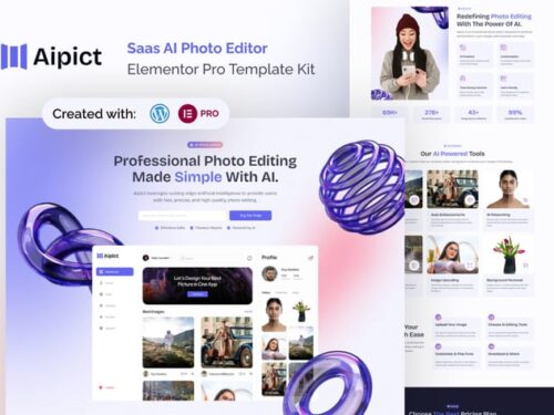 SaaS AI 照片编辑器网站 Elementor模板套件