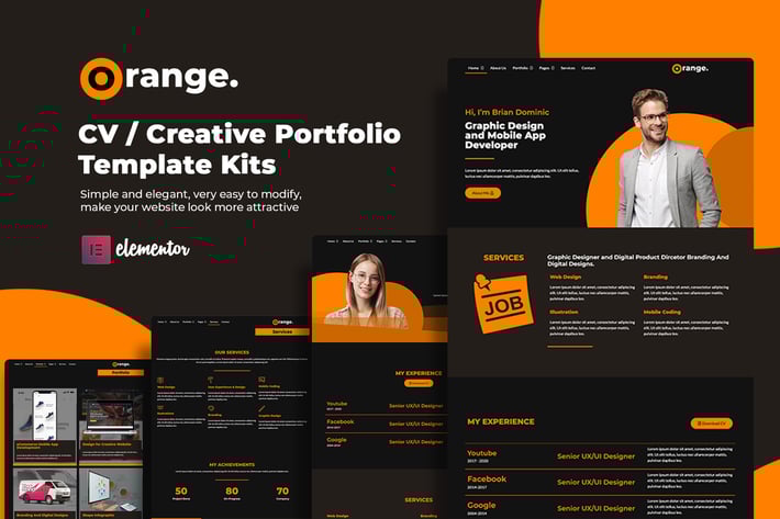 109_orange_cv_creative_portfolio_elementor_template_ki