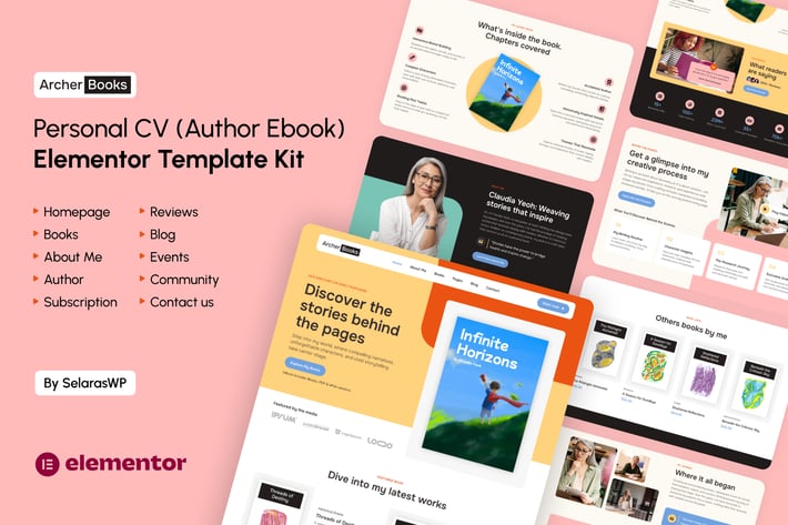 115_archerbooks_author_ebook_resume_elementor_pro_temp