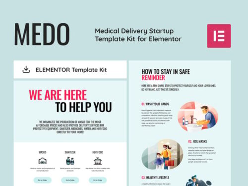 医疗配送初创公司 Elementor模板套件