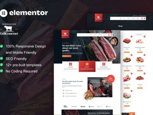 肉店 Elementor模板套件